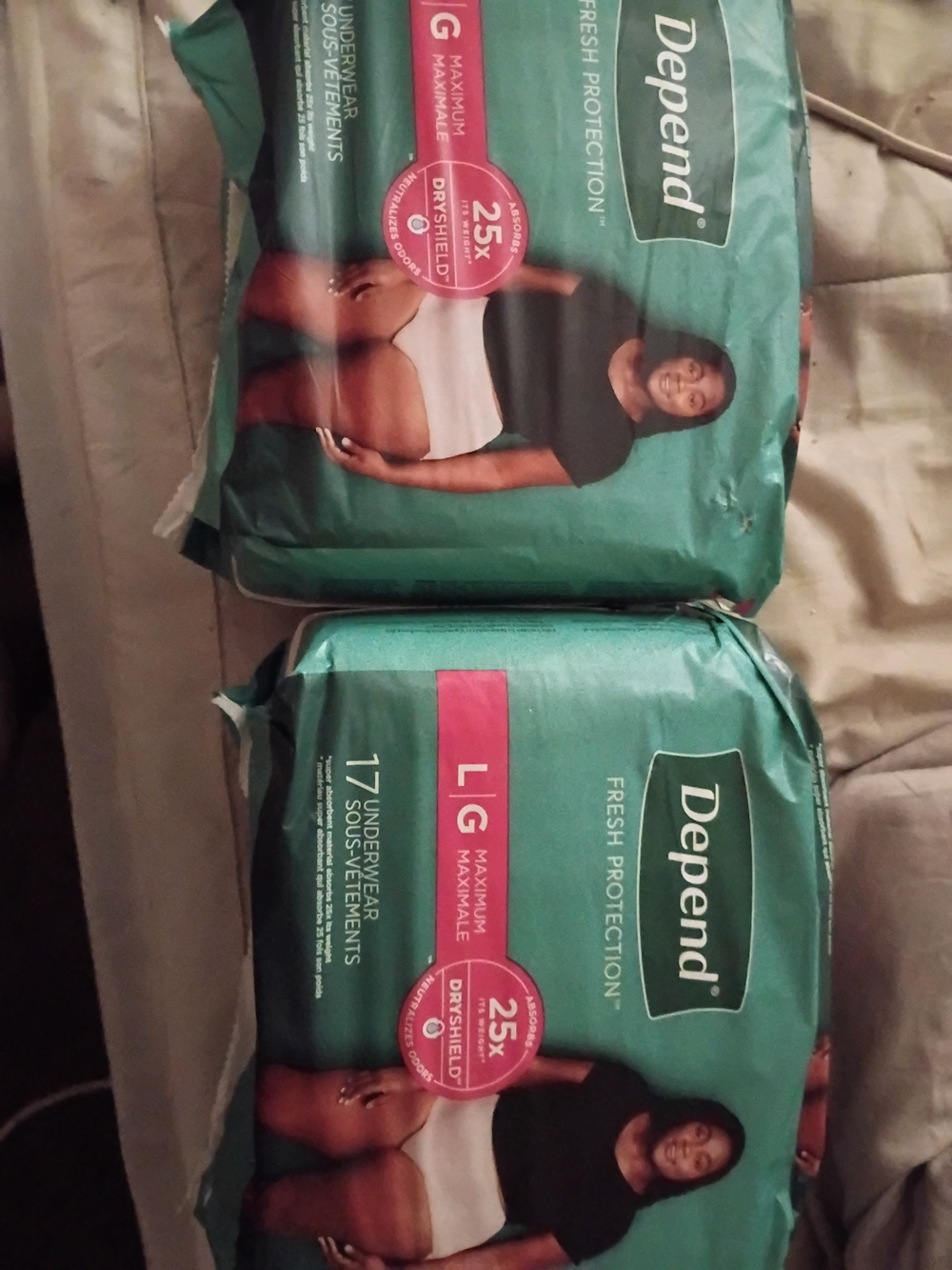 2 Packs Of Women's Depends Incontinence Underwear - LG Pull-up Style Pink